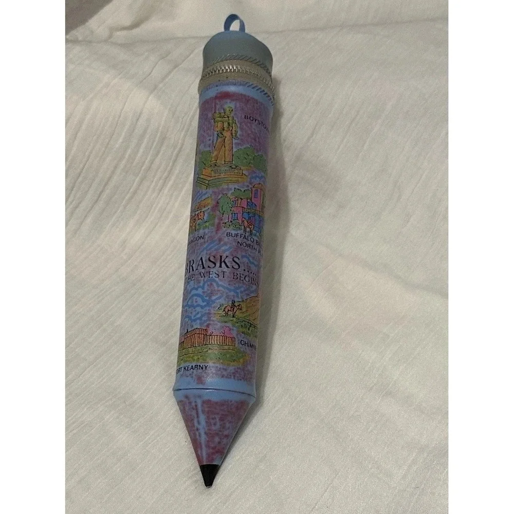 Vintage Nebraska Souvenir Pencil Case Blue – Lincoln State Capitol Retro 1970s